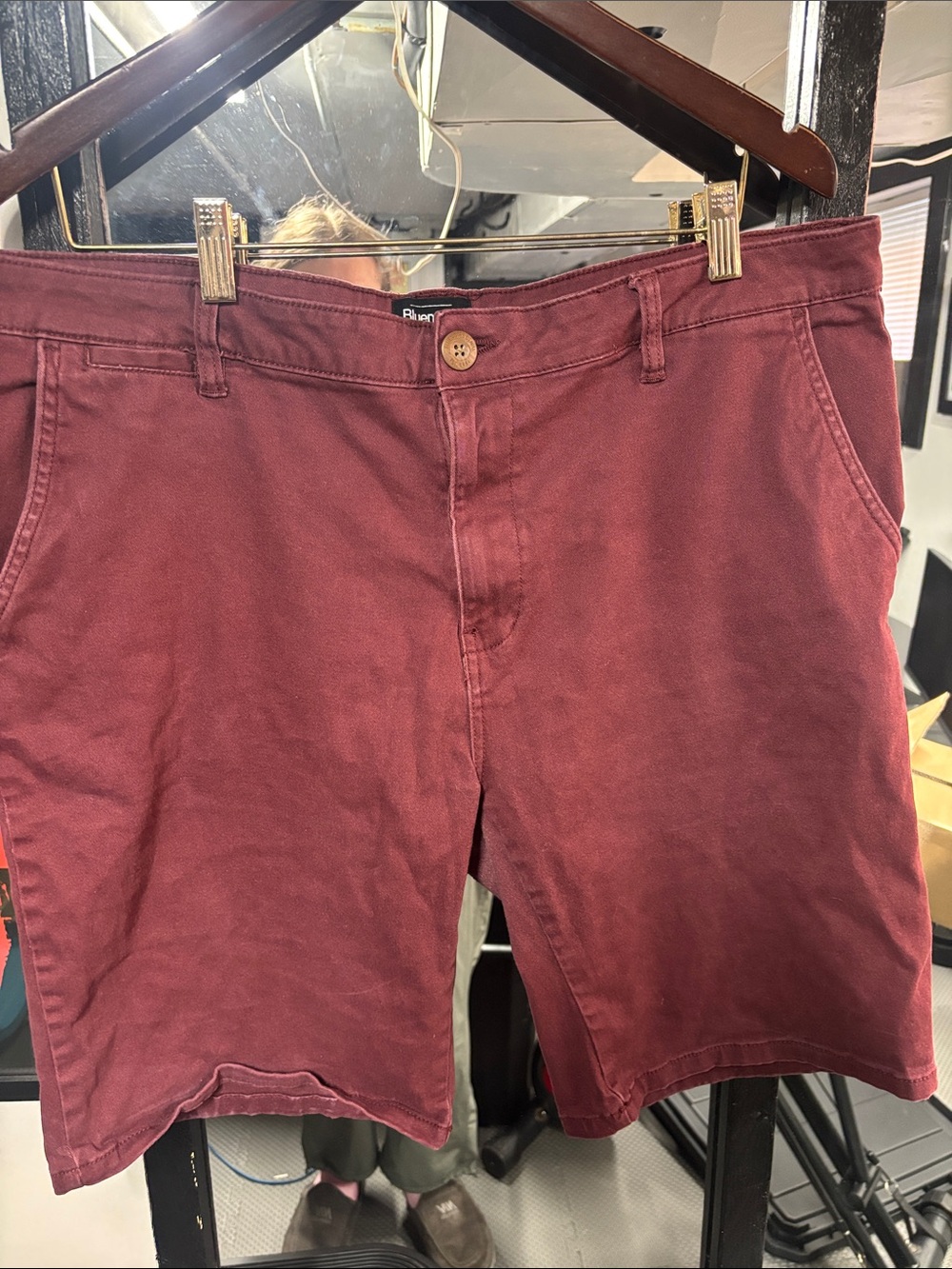 Bluenotes Men's Burgundy Flat Front Denim Shorts